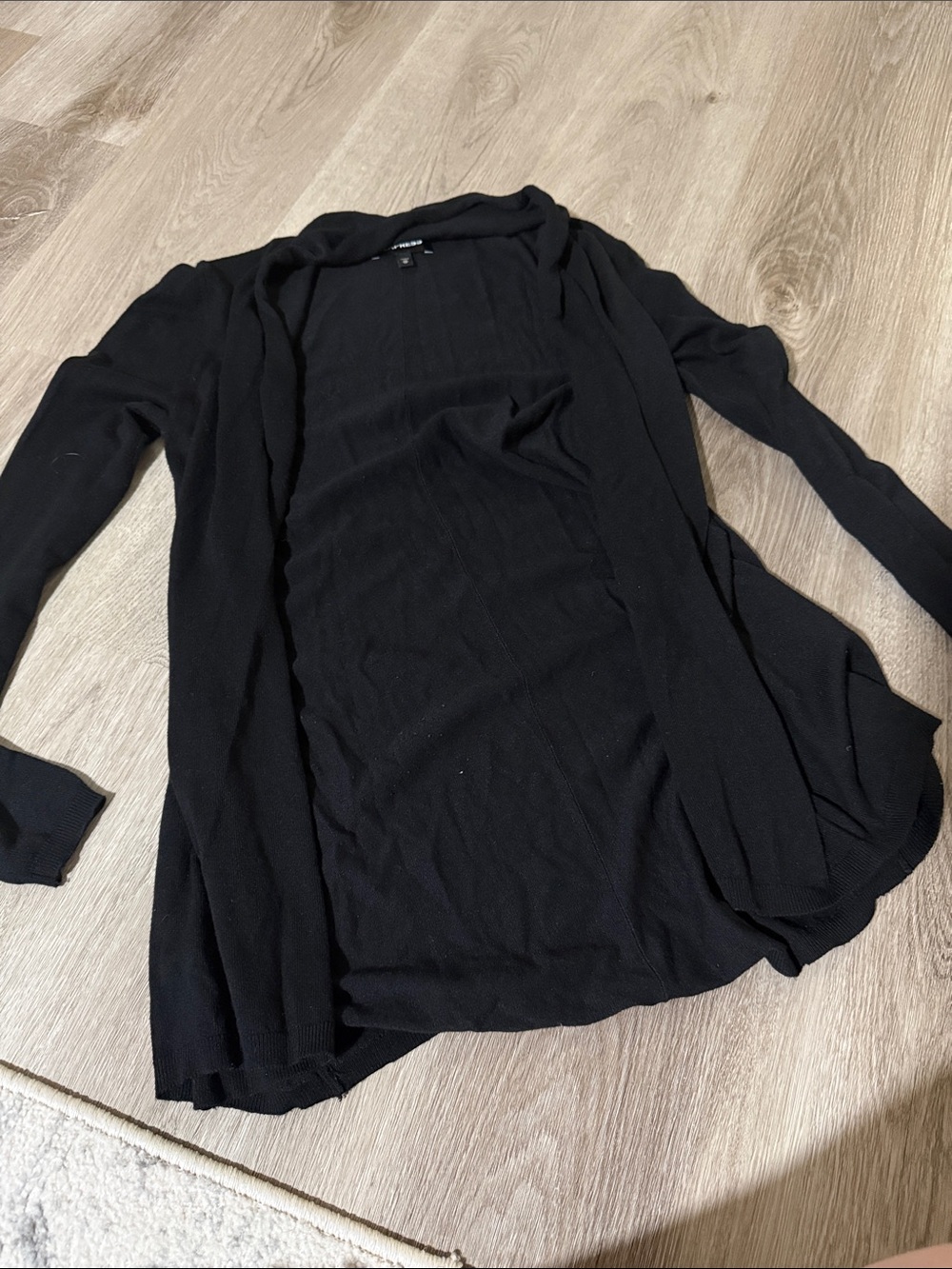 Express Black Knit Top with Branded Neck Label